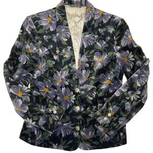 Vintage Burberrys Velvet Floral Blazer Jacket Women's 80s 90s Made in USA